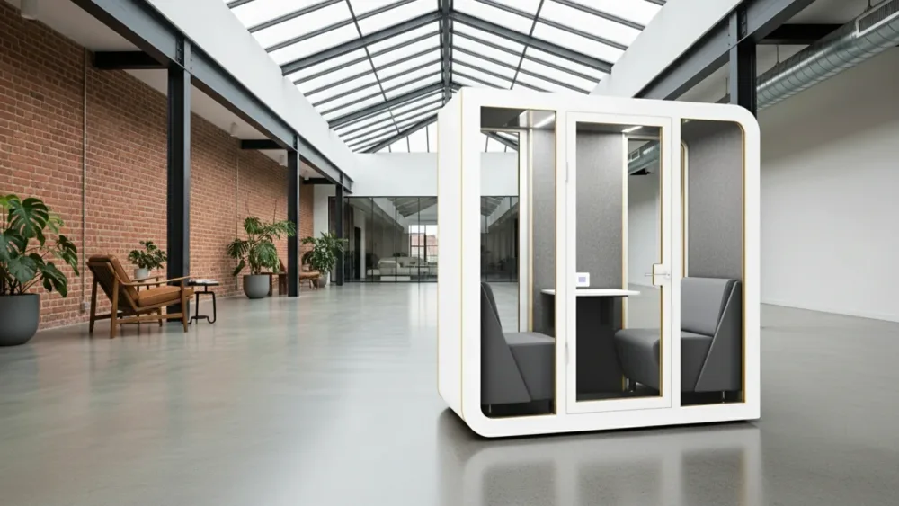 Cabina acústica SilentBox Quartet en loft con claraboya