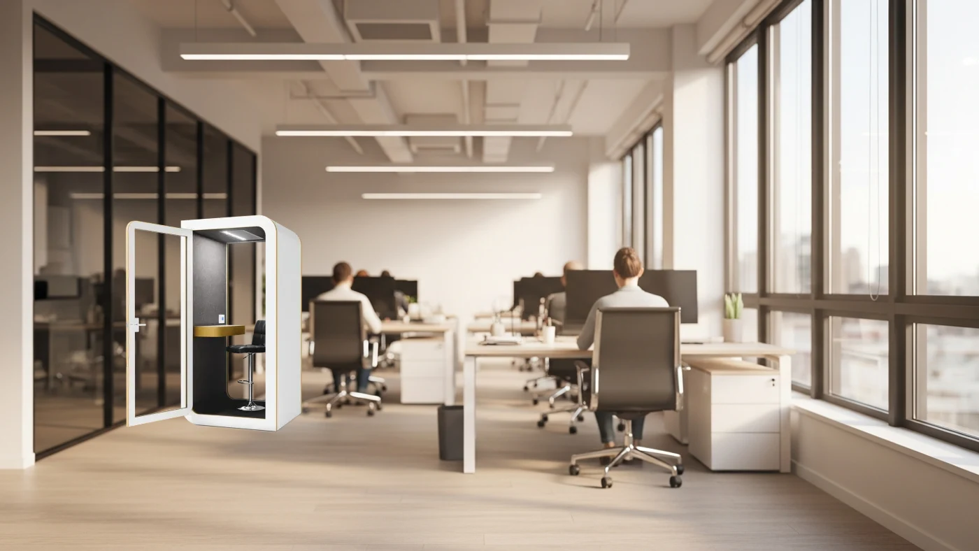 Cabina insonorizada SilentBox Solo en oficina open plan