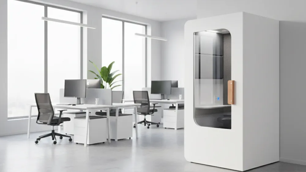 Cabina insonorizada SilentBox Solo en oficina open plan