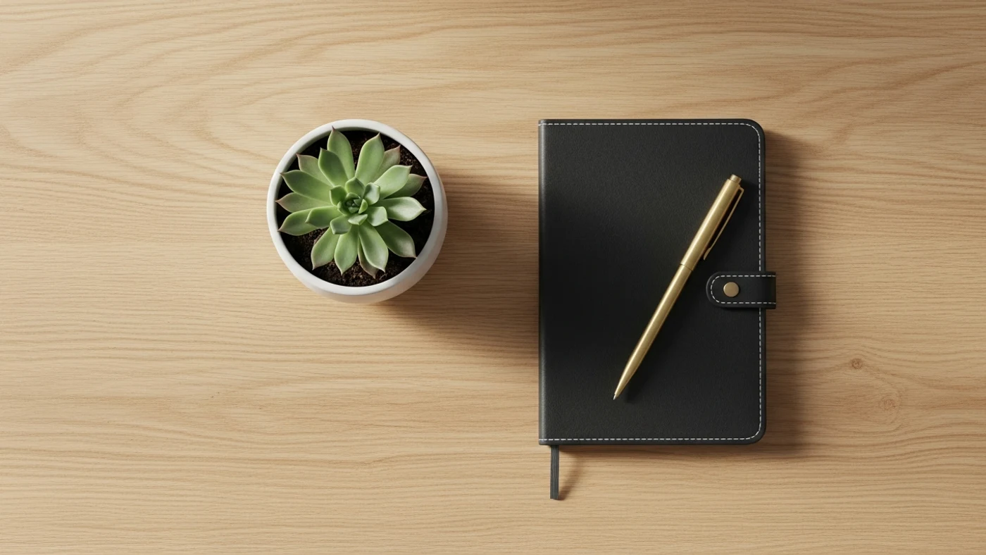 Vista cenital de escritorio mínimo